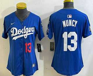 Women%27s Los Angeles Dodgers #13 Max Muncy Number Blue 2024 World Series With Fernando 34 Fashion Limited Stitched Jerseys